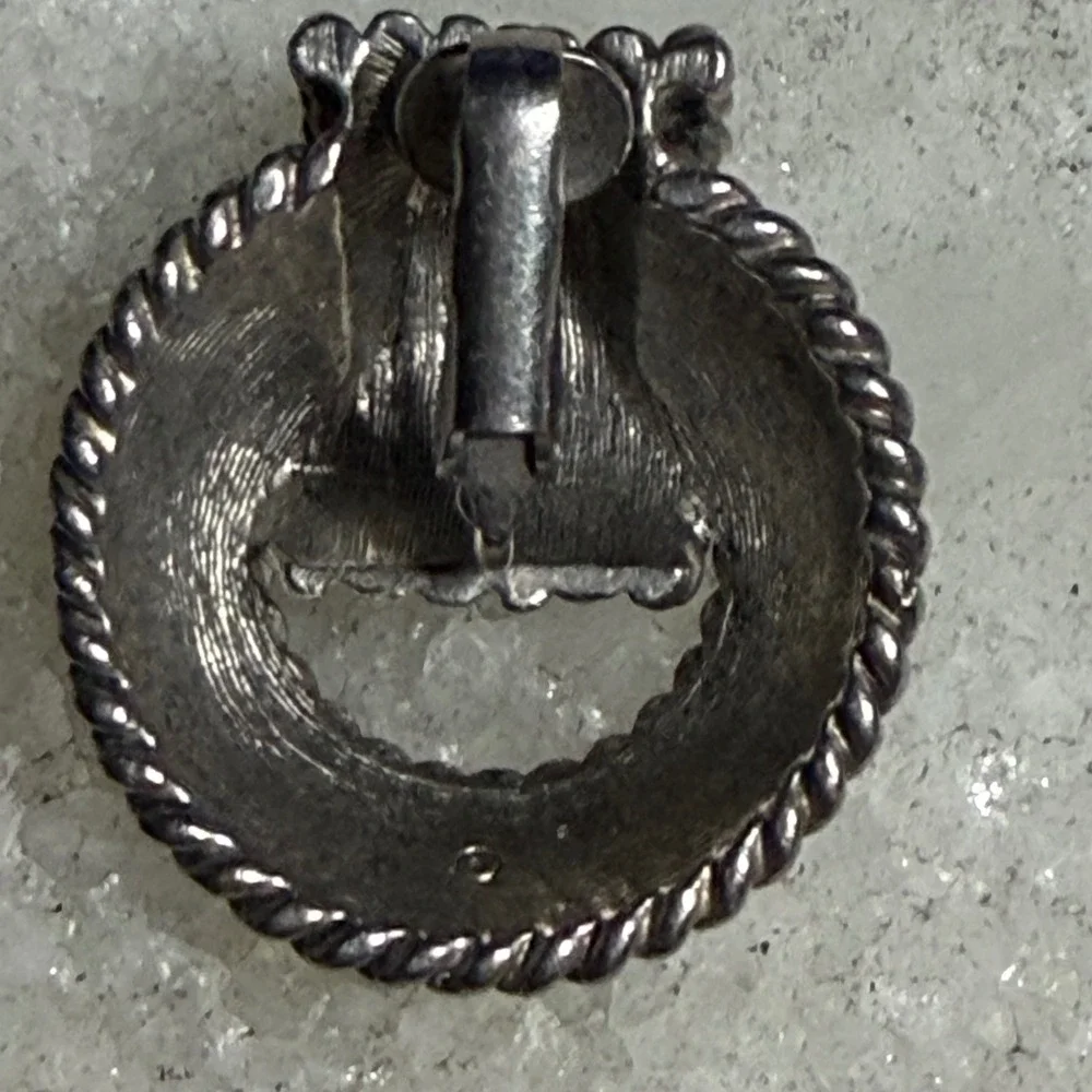 Silver Tone Rope Knot Clip-On Earrings Coastal Nautical Preppy Vintage Style
